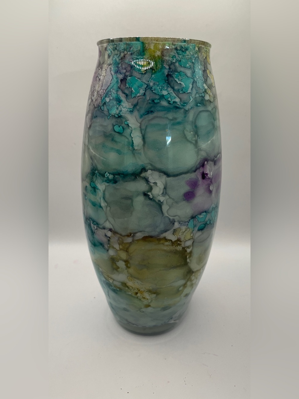 Glass Vase in Teal, Purple & Gold - Unbranded Home Accent
